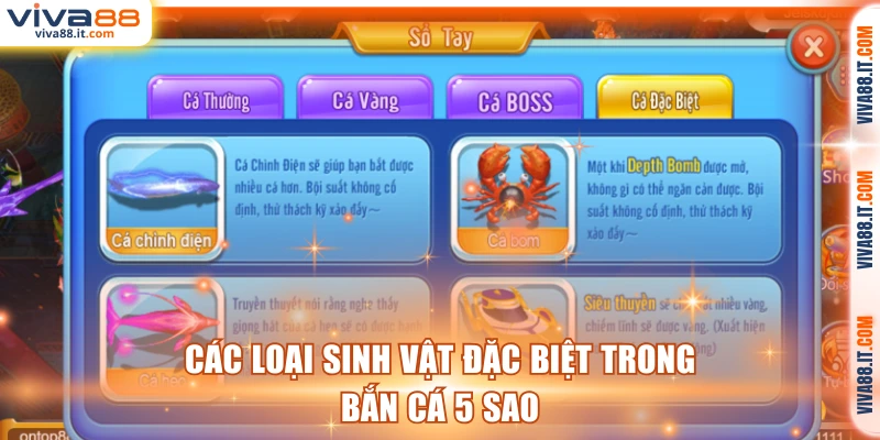 Các loại sinh vật đặc biệt trong bắn cá 5 sao