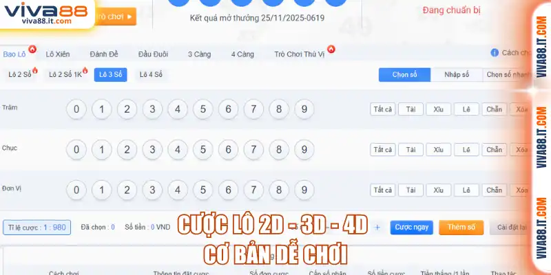 Cược lô 2D - 3D - 4D cơ bản dễ chơi